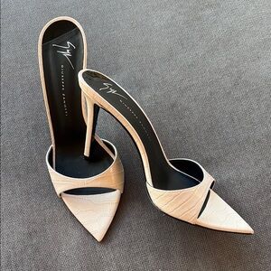 Giuseppe Zanotti Beige Croc-Embossed Heels